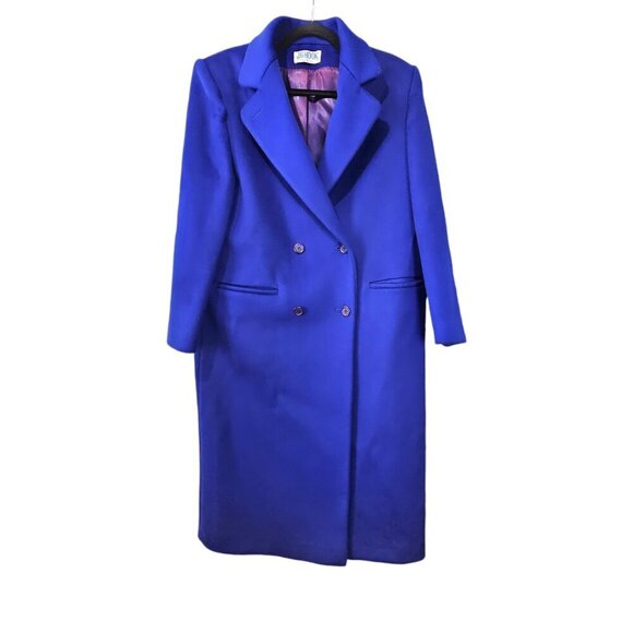 J.G. Hook Double Breasted 100% Wool Blue Trench Pea Coat - Picture 1 of 9